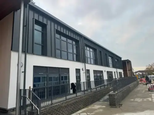 Click Here To Enlarge This Photo Of Ash & Lacy Ashzip 400mm flat pan built up aluminium Standing Seam Roofing & Cladding System in Slate Grey